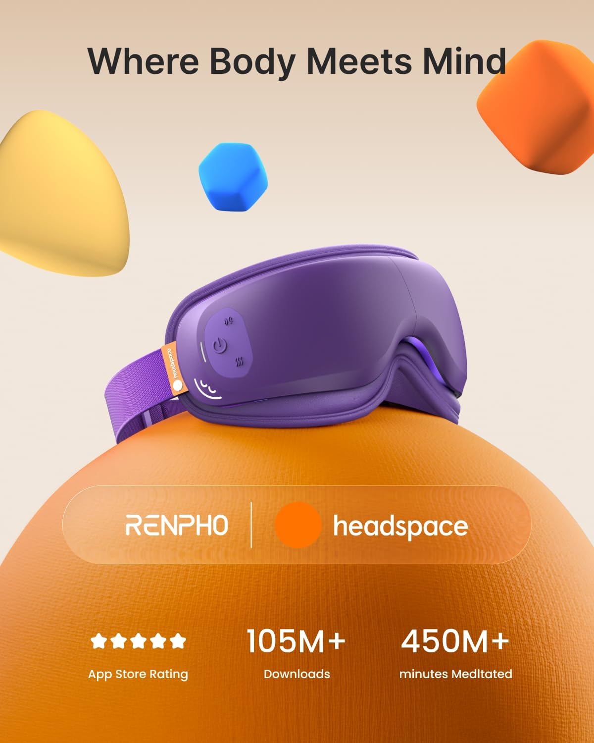 RENPHO x Headspace Eyeris Zen, Meditation Eye Massager with Heat, Portable Heated Eye Mask, Ultra-Quiet for Deeper Sleep, Ideal Gift for Father’s Day, Gifts for Him, Women, Birthday, FSA Eligible HSA