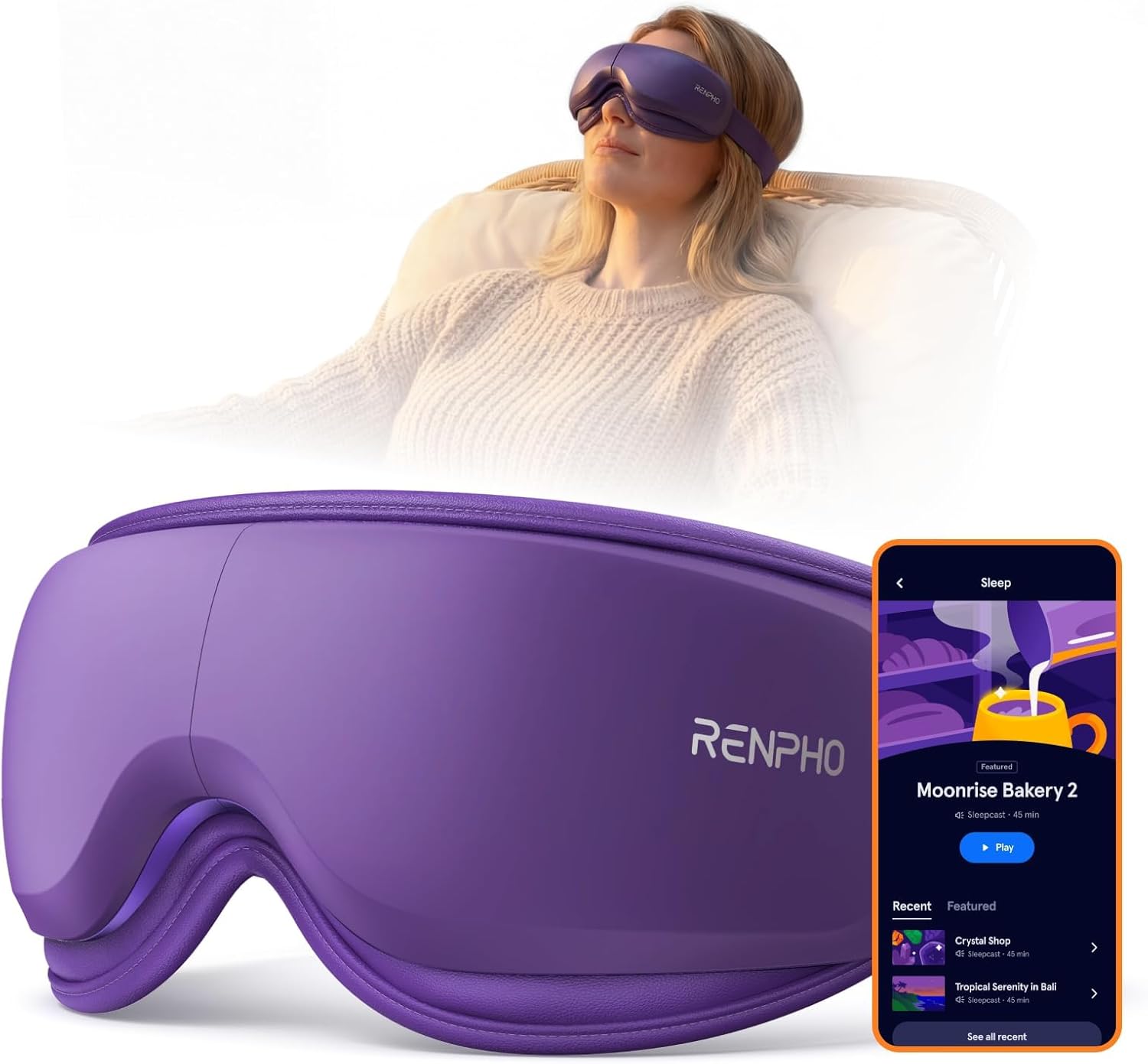 RENPHO x Headspace Eyeris Zen, Meditation Eye Massager with Heat, Portable Heated Eye Mask, Ultra-Quiet for Deeper Sleep, Ideal Gift for Father’s Day, Gifts for Him, Women, Birthday, FSA Eligible HSA
