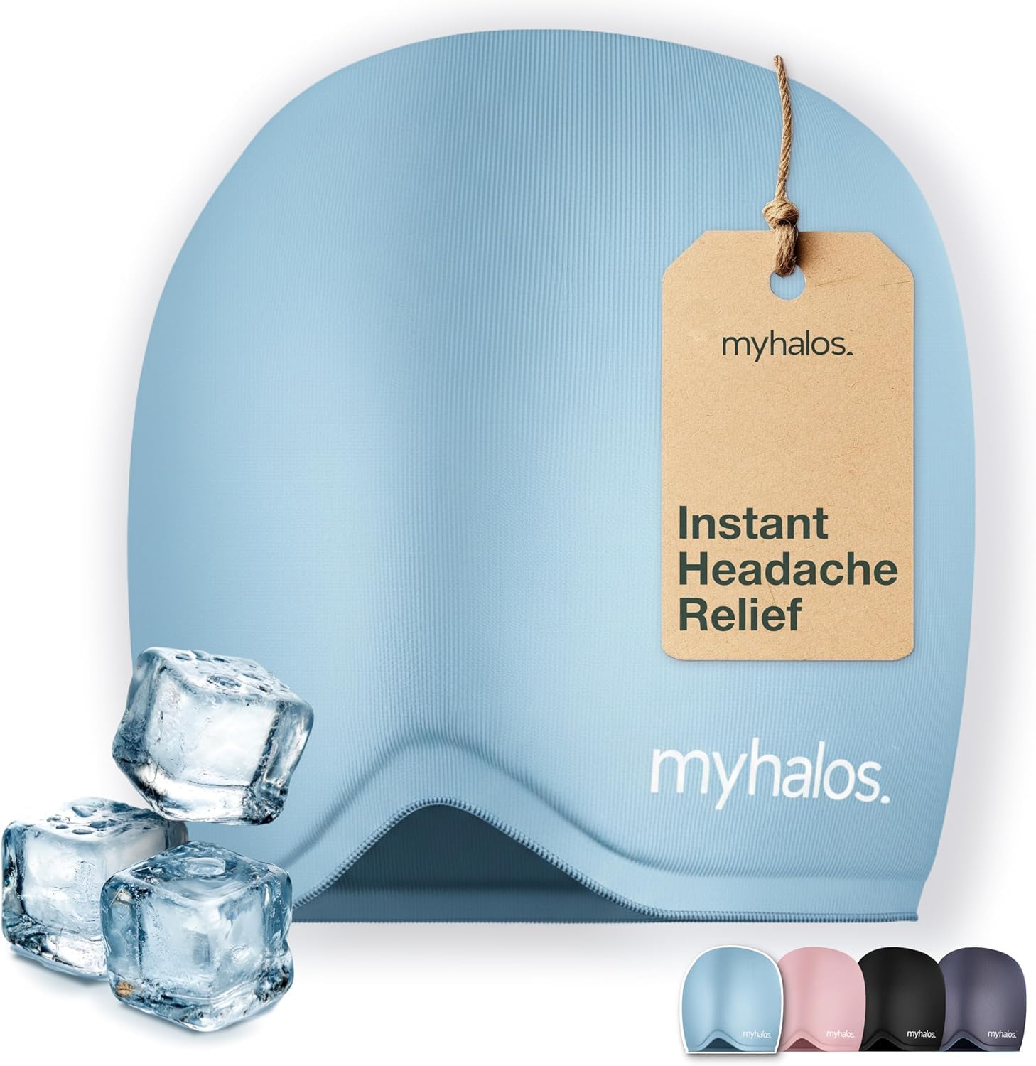 MyHalos® Migraine Relief Cap, 30% Thicker, 2X More Cooling Gel, Stays Colder for Longer, Form Fitting Ice Hat, Ice Pack Head Wrap Relief, Tension Headache Relief Cap (Violet) - FSA|HSA Eligible