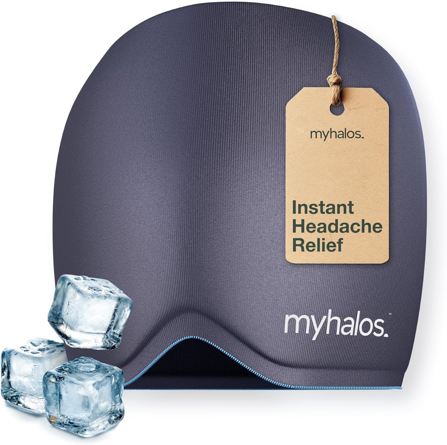 MyHalos® Migraine Relief Cap, 30% Thicker, 2X More Cooling Gel, Stays Colder for Longer, Form Fitting Ice Hat, Ice Pack Head Wrap Relief, Tension Headache Relief Cap (Violet) - FSA|HSA Eligible